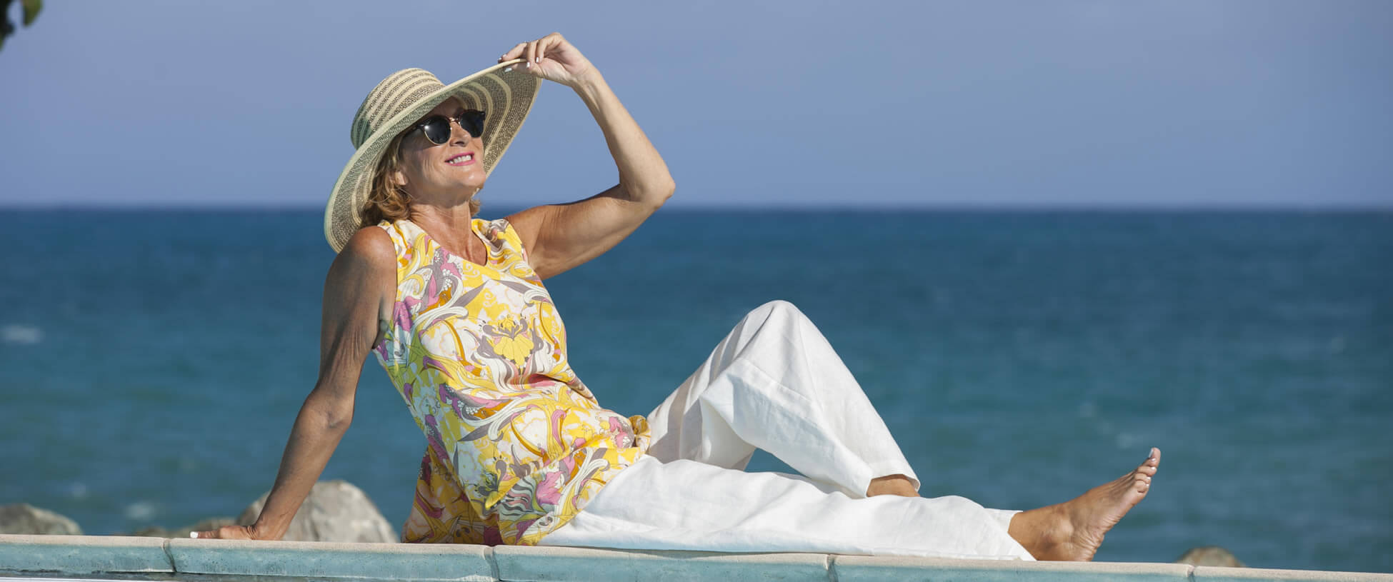 Resort Wear Poolside | Tunic Yellow Patterned Top