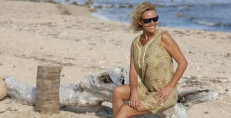 Resort Wear | Women's Patterned Sundress on Beach
